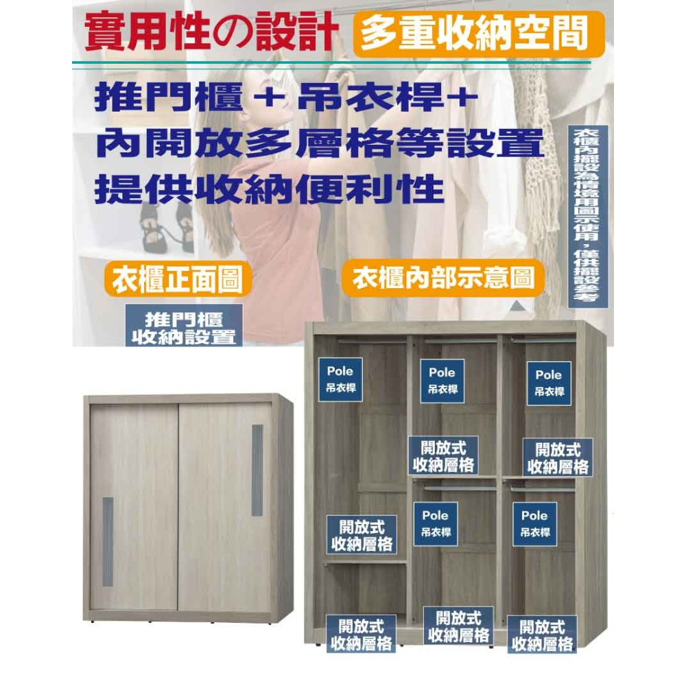 【綠家居】莉斯6.1尺推門衣櫃-細節圖6