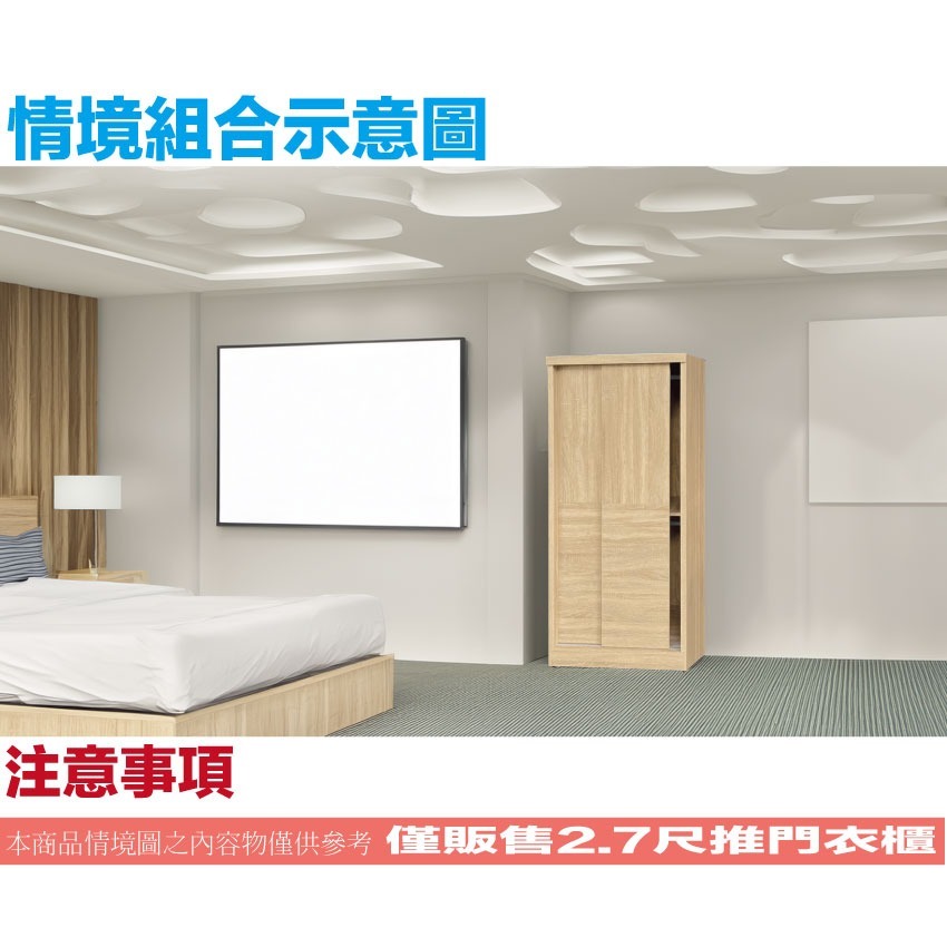 【綠家居】莉斯2.7尺推門衣櫃(三色可選)-細節圖10