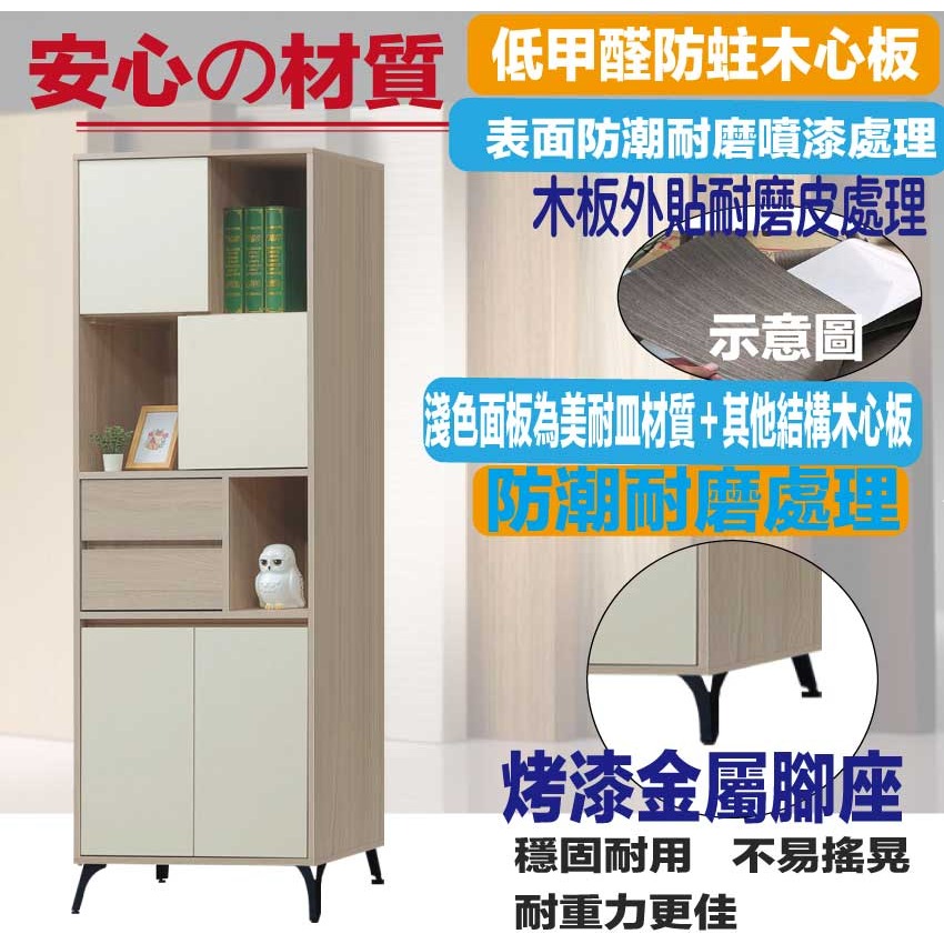 【綠家居】美斯2.2尺二抽四門展示櫃-細節圖5