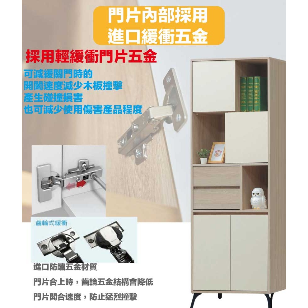 【綠家居】美斯2.2尺二抽四門展示櫃-細節圖6