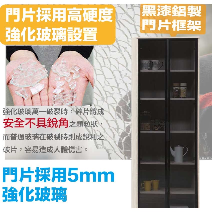 【綠家居】達斯2尺鋁框玻璃二門收納櫃-細節圖7