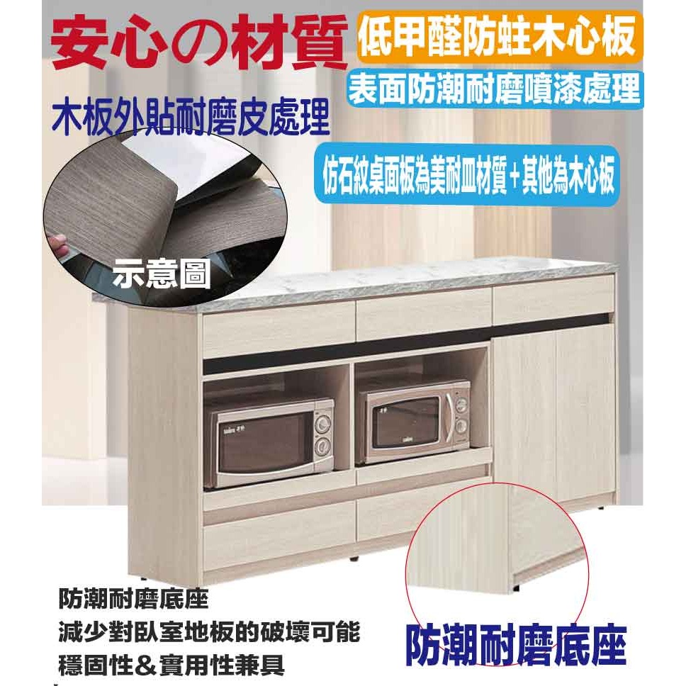 【綠家居】達斯6.1尺二門五抽拉盤中島桌櫃-細節圖5