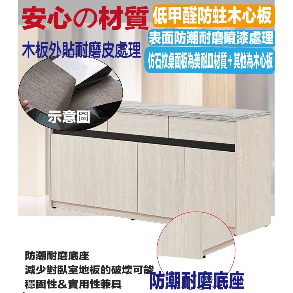 【綠家居】達斯5尺四門三抽低餐櫃-細節圖5