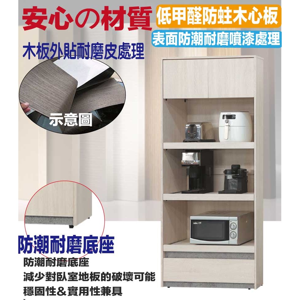 【綠家居】卡魯斯3尺二門單抽三拉盤收納櫃/電器櫃-細節圖5