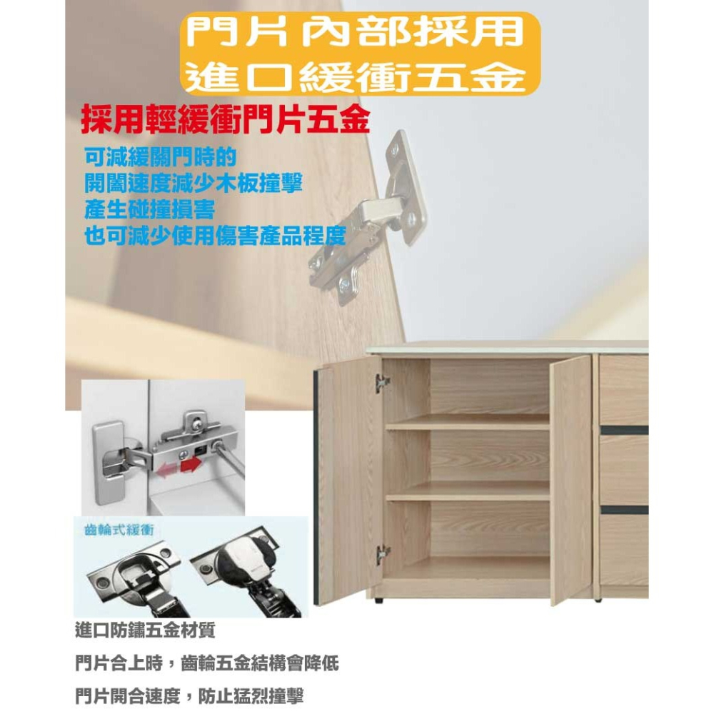 【綠家居】伊斯5尺二門三抽低餐櫃-細節圖6