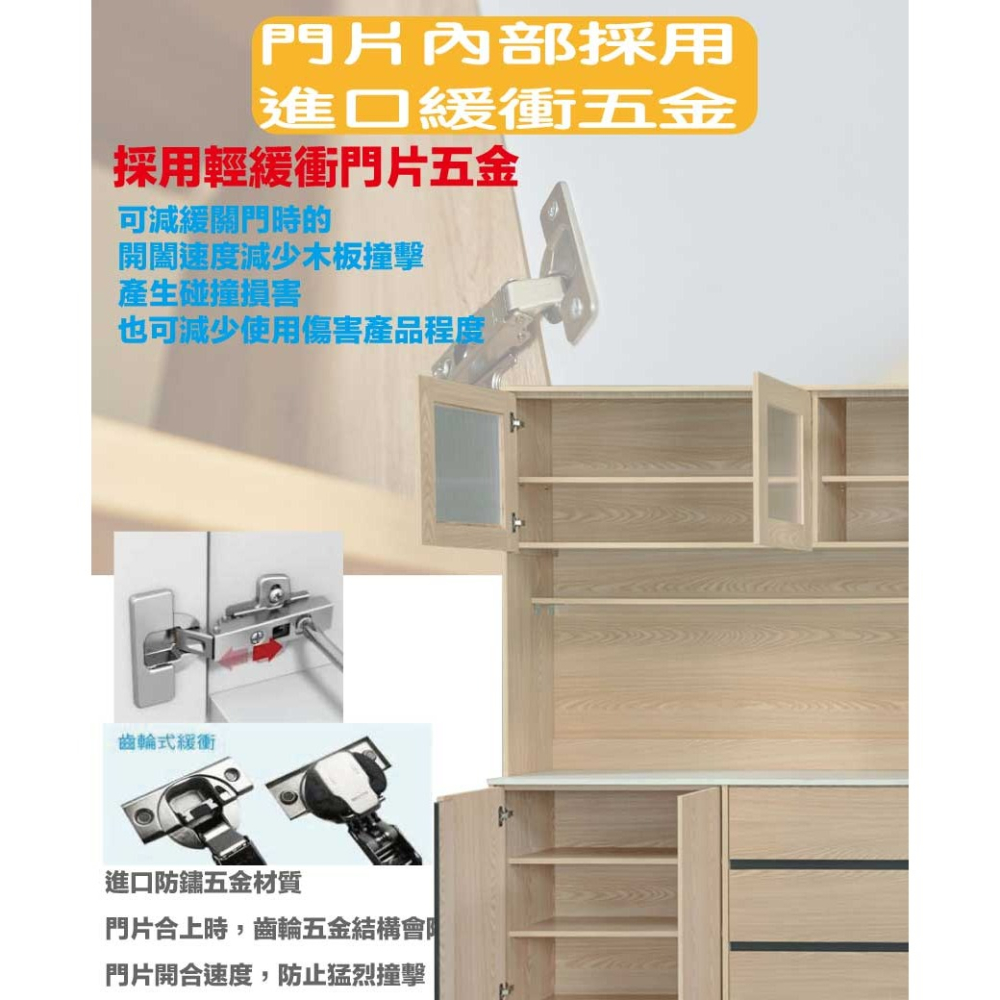 【綠家居】伊斯5尺五門三抽高餐櫃組合-細節圖6