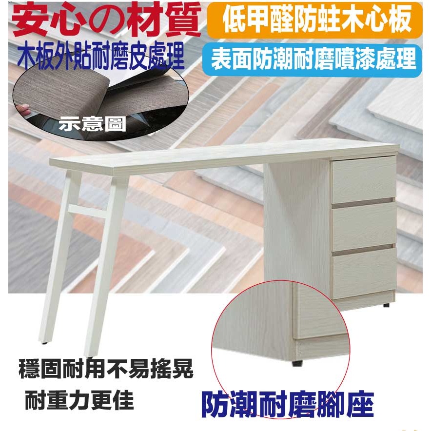 【綠家居】斑鳩4尺三抽書桌-細節圖5