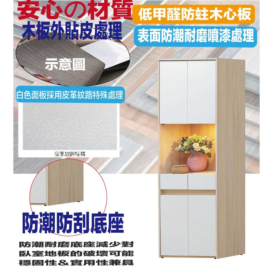 【綠家居】卡魯斯2尺二抽四門高玄關鞋櫃(附LED燈)-細節圖5