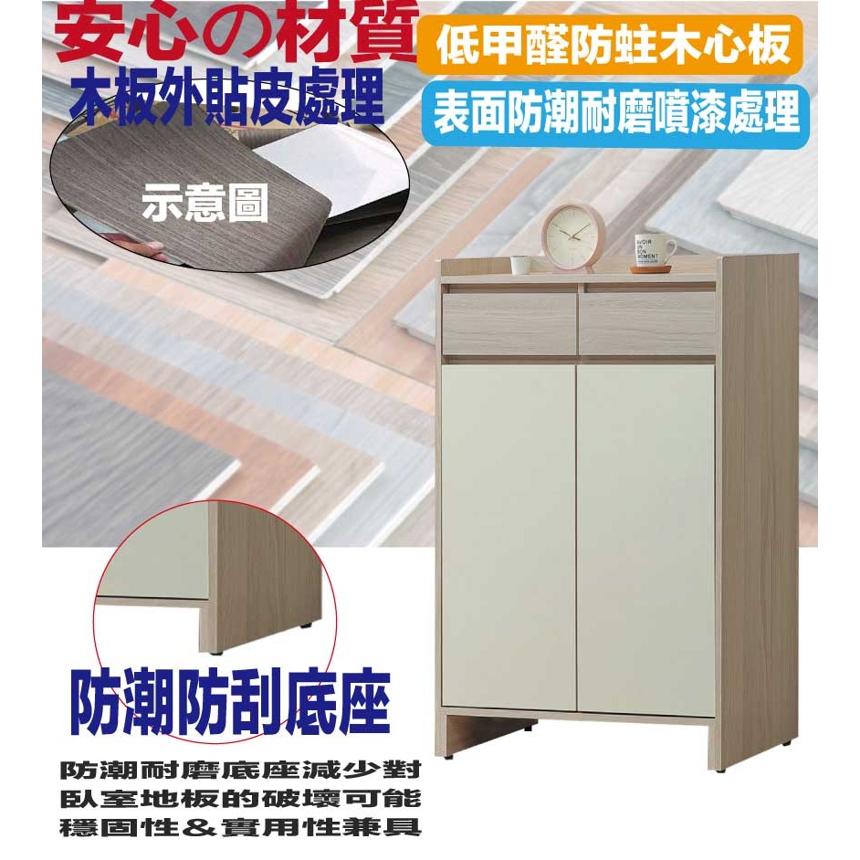 【綠家居】美斯2.7尺二抽二門鞋櫃-細節圖5