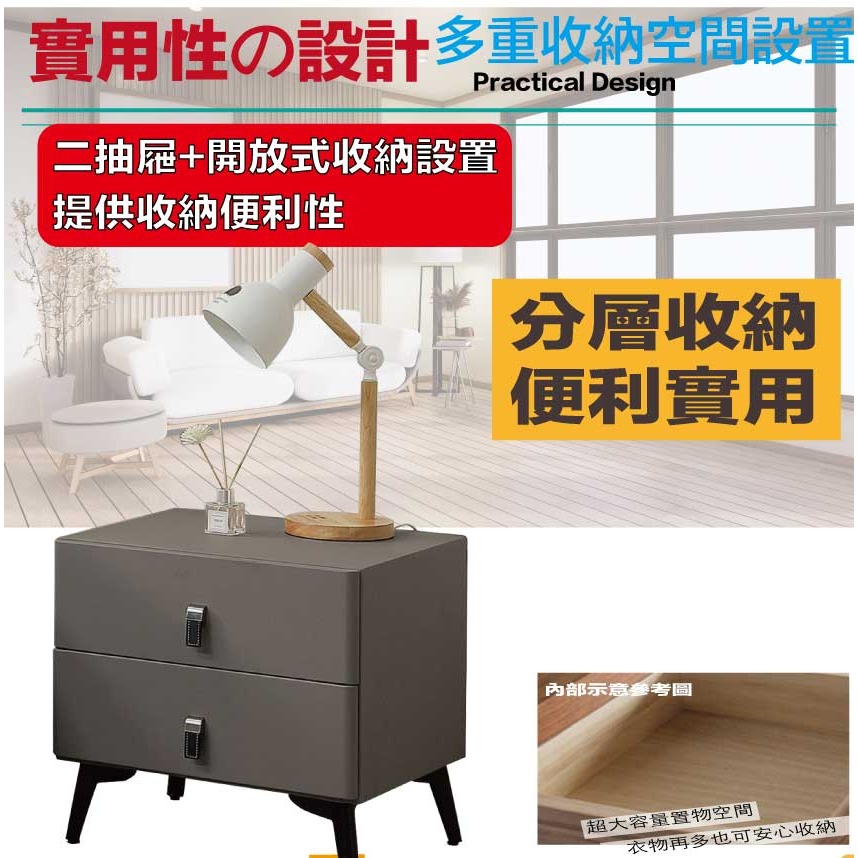 【綠家居】泰斯1.5尺二抽皮革床頭櫃-細節圖6