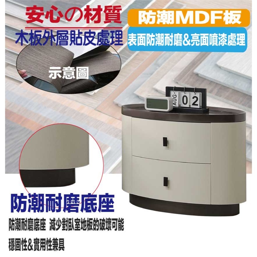 【綠家居】范恩2尺二抽雙色床頭櫃-細節圖5