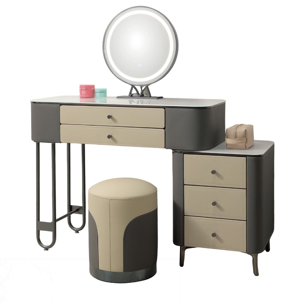 【綠家居】麥德可3.3尺雙色伸縮觸控鏡面鏡台組合(二色可選＋含化妝椅)-規格圖11