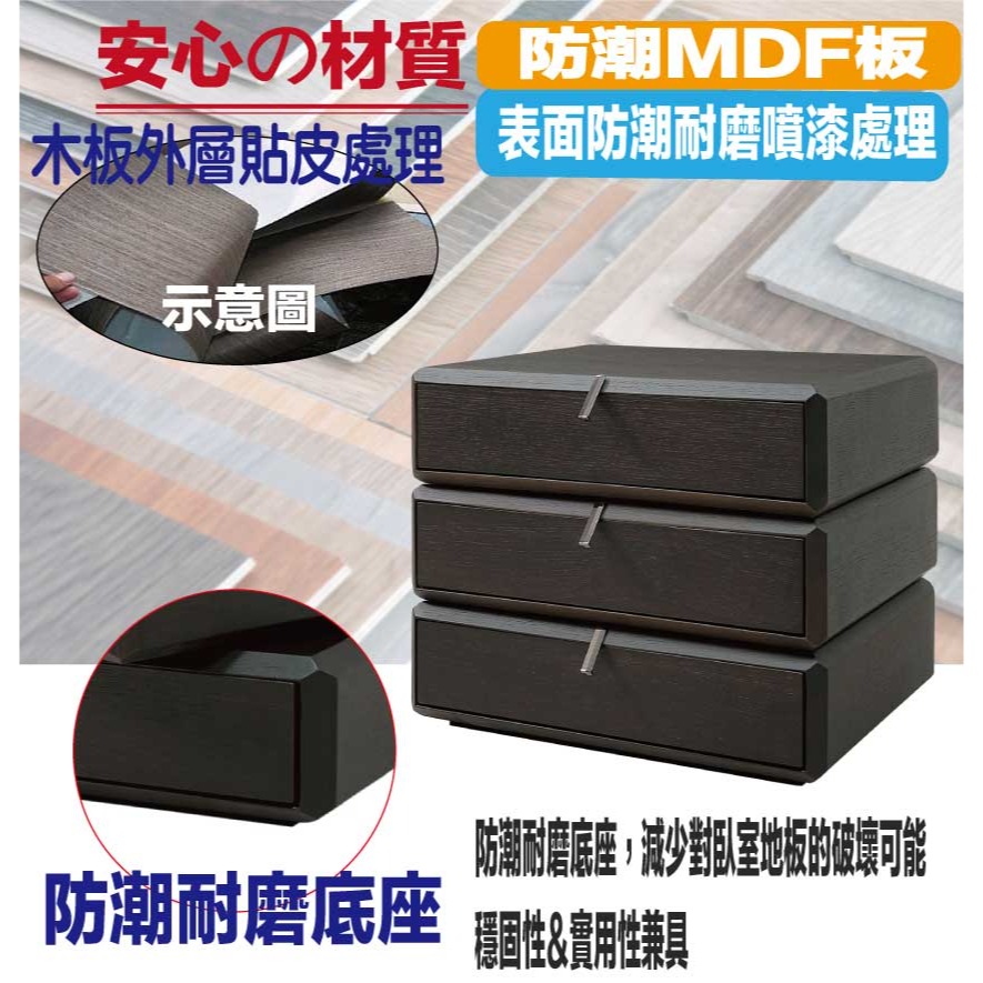 【綠家居】恩卡1.8尺旋轉三抽床頭櫃-細節圖5