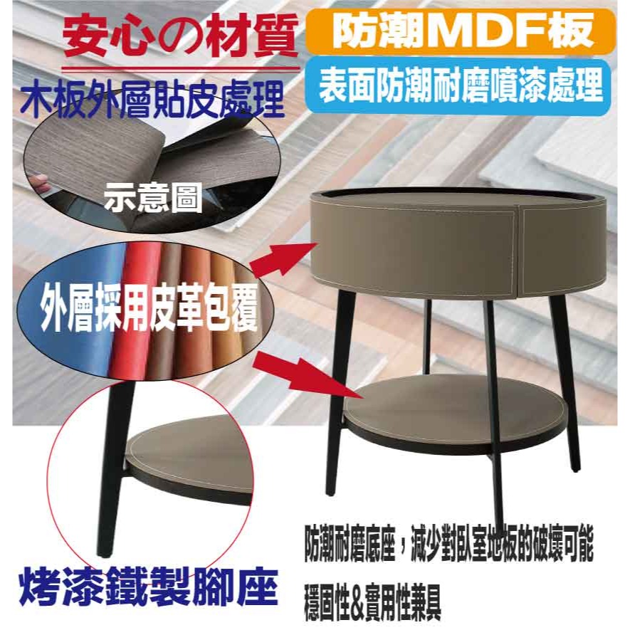 【綠家居】落葉1.7尺單抽皮革床頭櫃-細節圖5