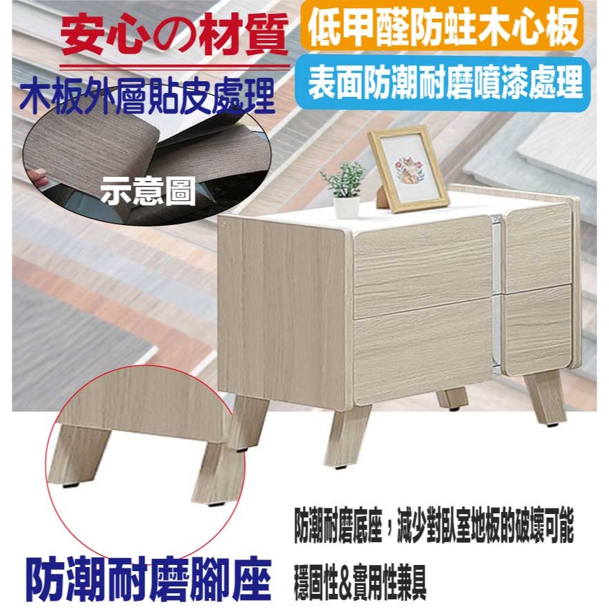 【綠家居】安卡蘭1.8尺二抽床頭櫃-細節圖5