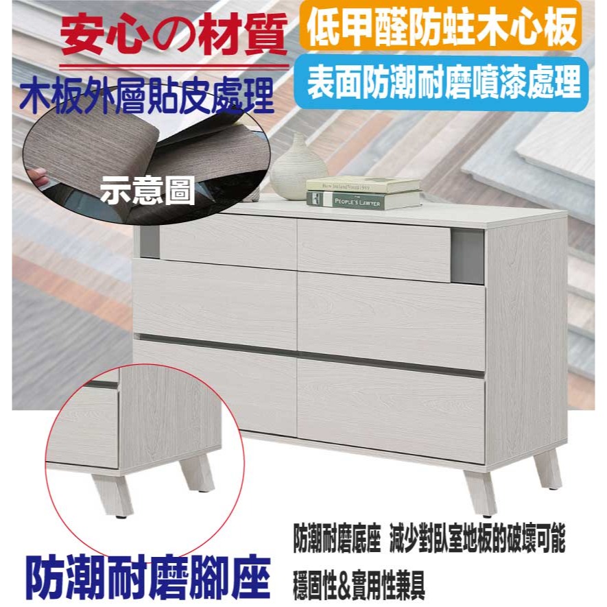 【綠家居】維斯4尺六抽斗櫃/收納櫃-細節圖5