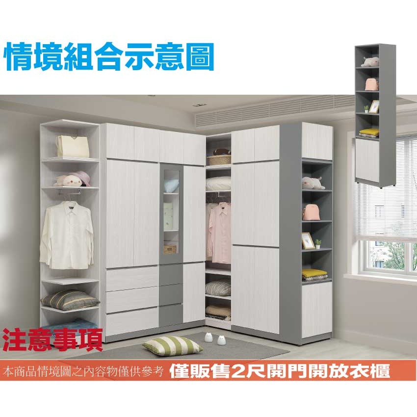 【綠家居】維斯2尺二門半開放衣櫃-細節圖9