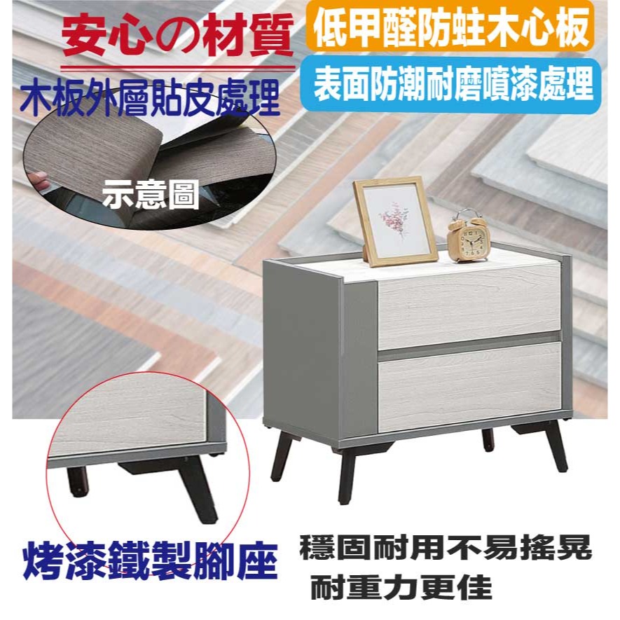 【綠家居】維法1.7尺二抽床頭櫃-細節圖5