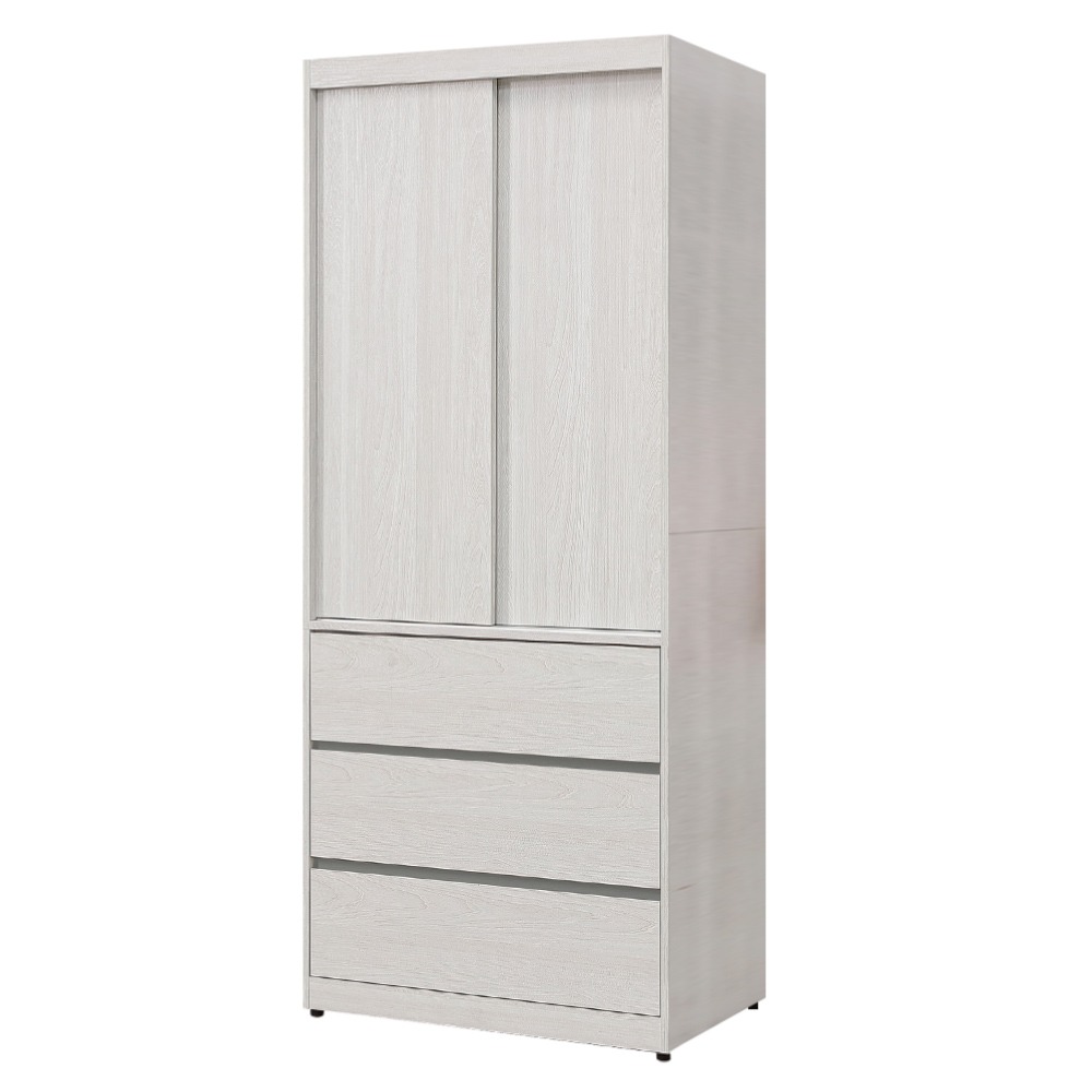 【綠家居】維法2.7尺推門三抽衣櫃(二色可選)-規格圖10