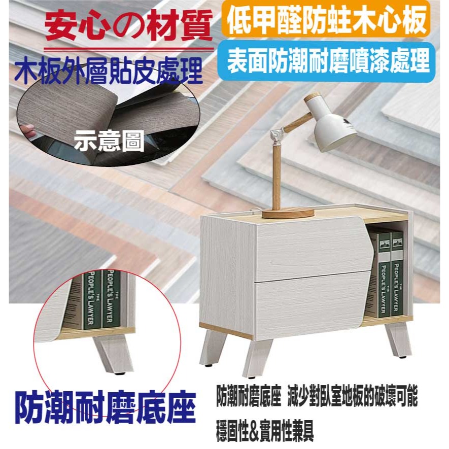 【綠家居】弗格1.7尺二抽床頭櫃-細節圖5