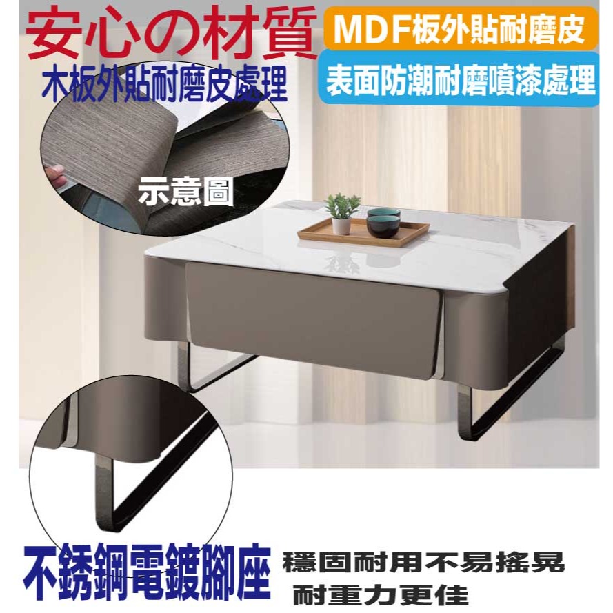 【綠家居】法蘭德3尺雲紋石面二抽大茶几-細節圖5