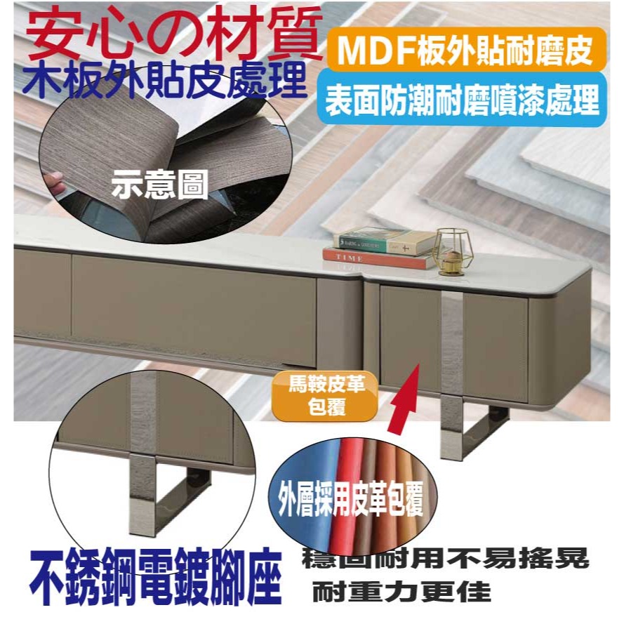 【綠家居】法蘭德6.7尺雲紋石面三抽電視櫃-細節圖5