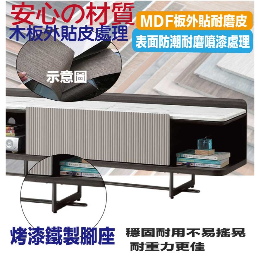 【綠家居】英格7.3尺雲紋石面單抽電視櫃-細節圖5