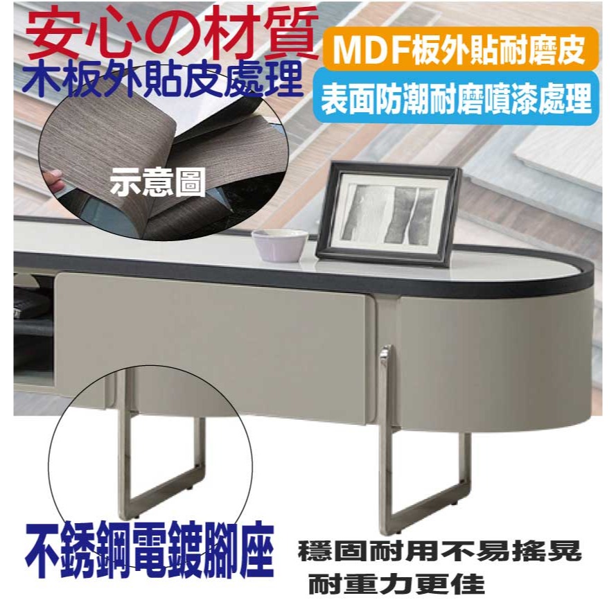 【綠家居】弗卡6.7尺雲紋石面二抽電視櫃-細節圖5