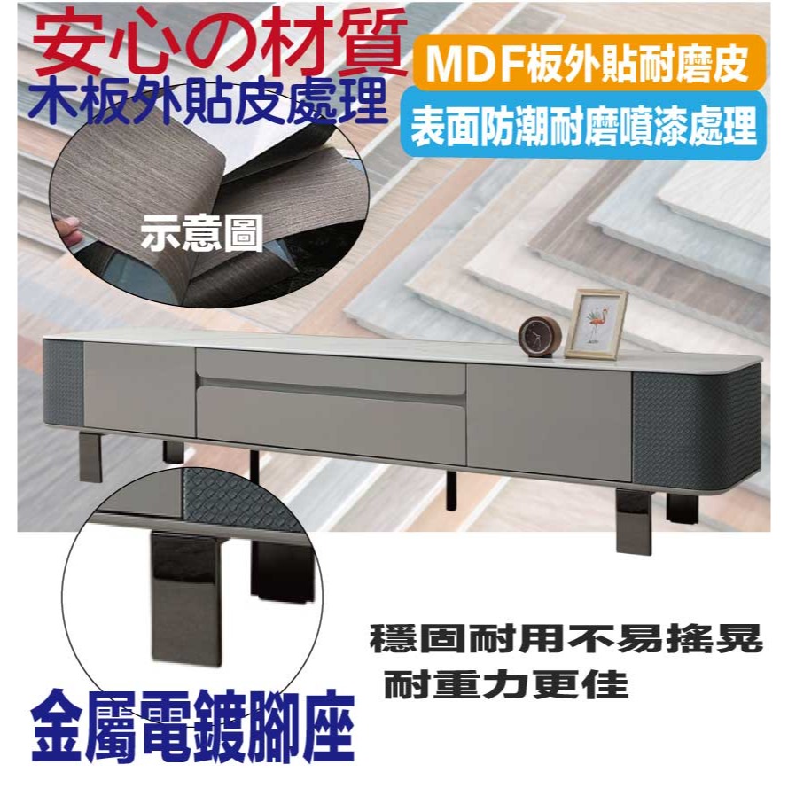 【綠家居】亞利6.7尺岩板開門電視櫃-細節圖5