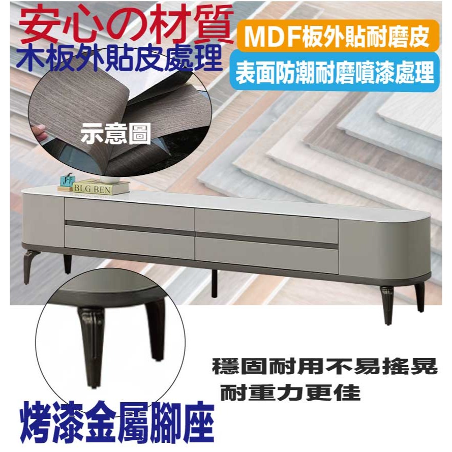 【綠家居】德爾6.7尺玻璃二抽電視櫃-細節圖5