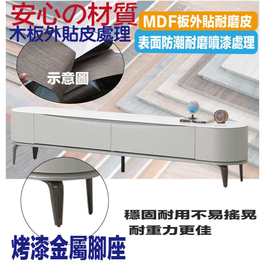 【綠家居】德里達6.7尺玻璃二抽電視櫃-細節圖5