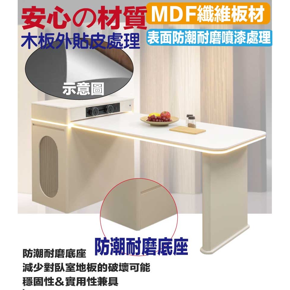 【綠家居】格克瑞5尺岩板可伸縮中島餐桌櫃-細節圖5