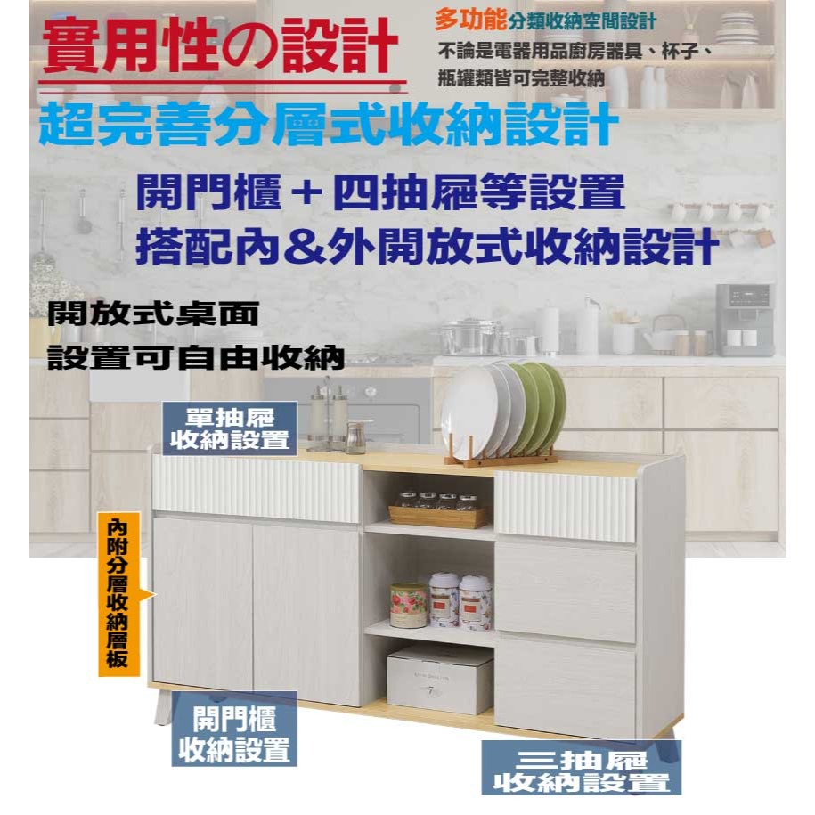 【綠家居】德爾5尺二門四抽餐櫃-細節圖6