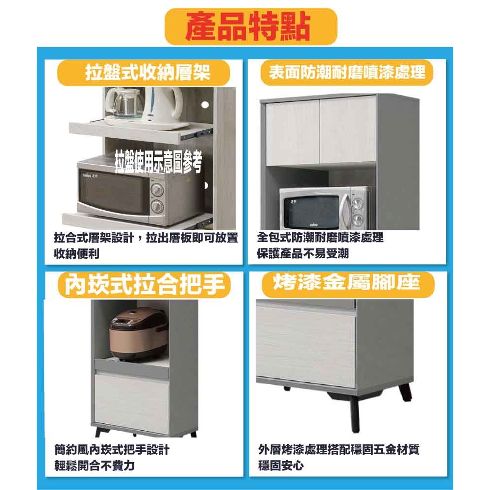 【綠家居】維法2尺二門單抽三拉盤收納櫃/電器櫃-細節圖7