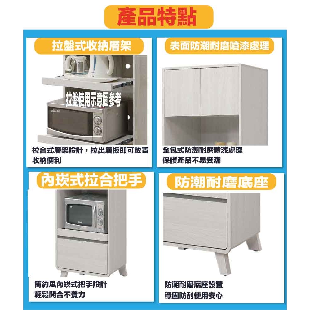 【綠家居】泰格2尺二門單抽三拉盤收納櫃/電器櫃-細節圖7