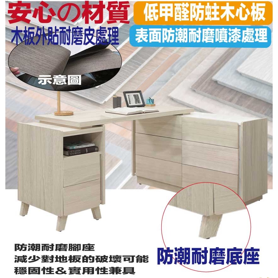 【綠家居】安卡蘭5尺可伸縮變化八抽書桌組合-細節圖5