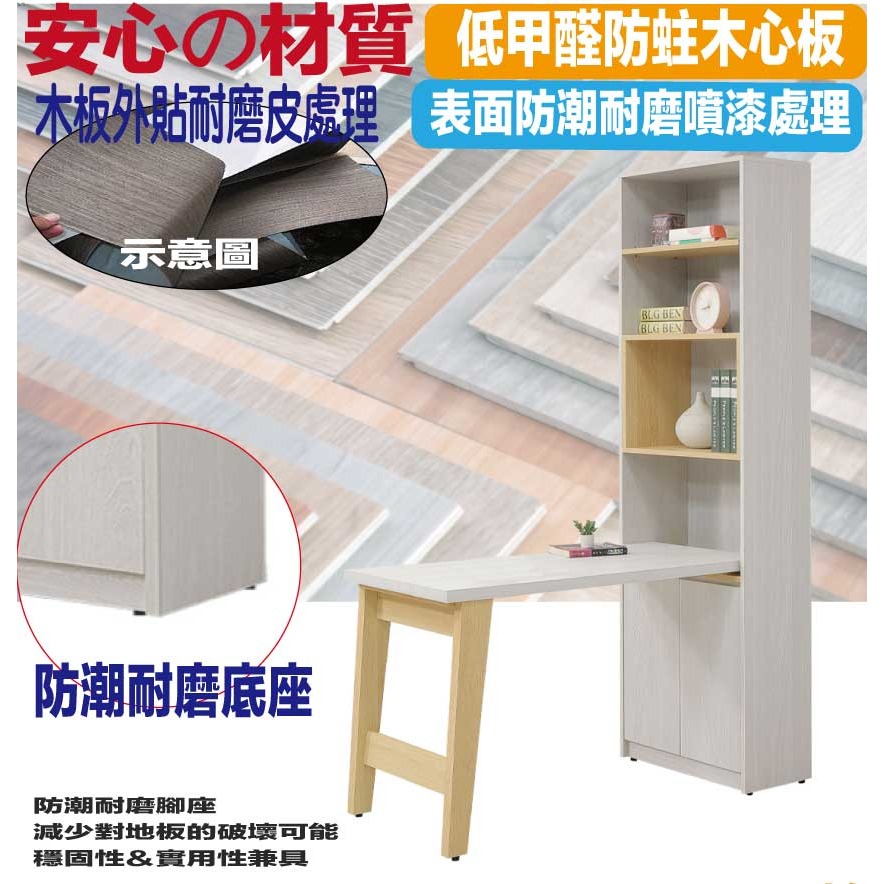 【綠家居】安卡蘭4尺可伸縮二門書桌＆書櫃組合-細節圖5