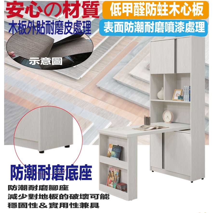 【綠家居】維斯4尺可伸縮四門書桌＆書櫃組合-細節圖5