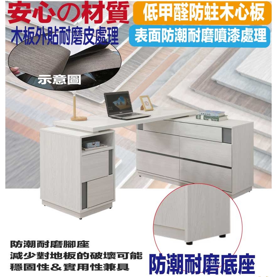 【綠家居】維斯5尺可伸縮變化八抽書桌組合-細節圖5