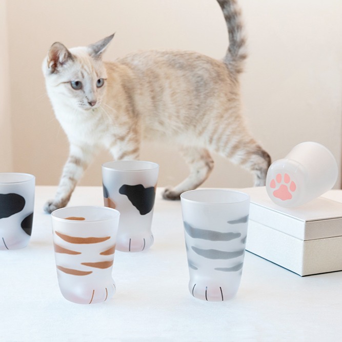 日本ADERIA 貓腳杯 貓掌造型肉球玻璃杯 Coconeco系列 貓咪玻璃杯 300ml 8款可選 1入-細節圖5