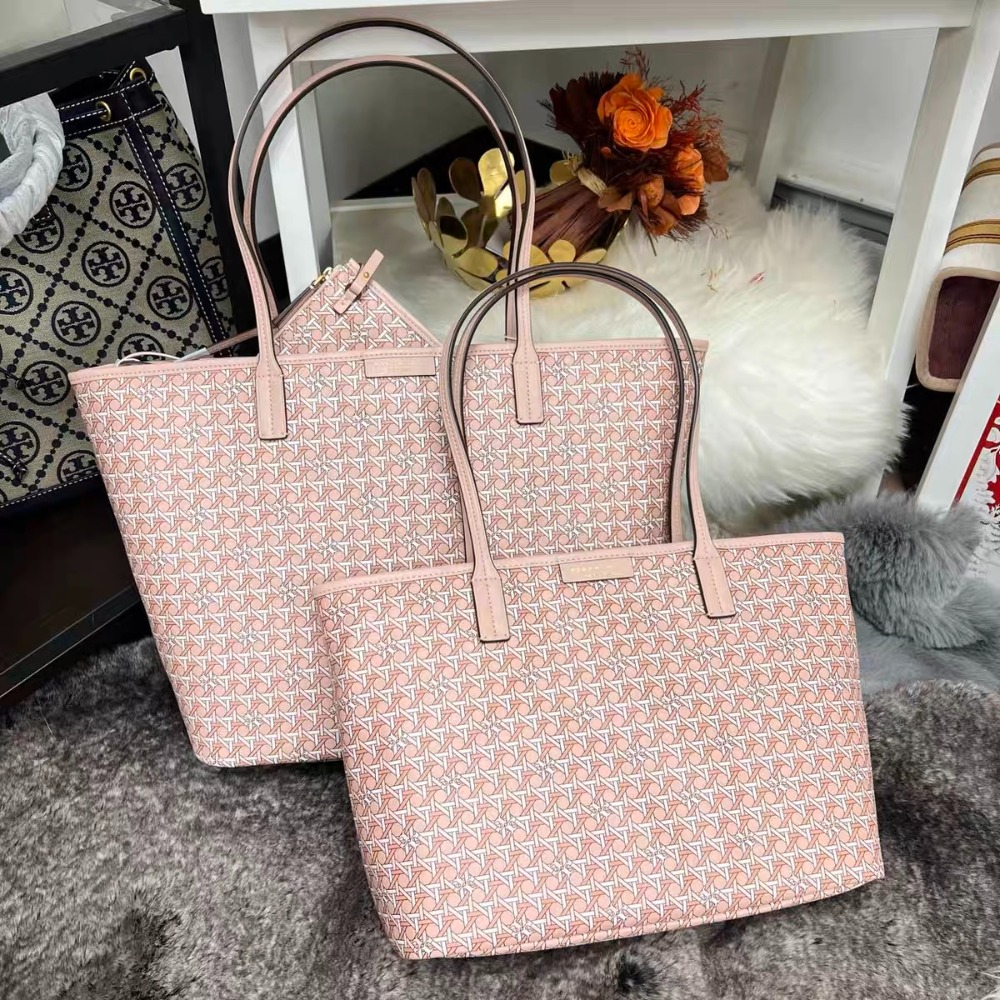 【奧莉美國小買手*附赠小票】tb包包 水桶包 托特包 手提包 單肩包 斜跨包 側背包 子母包 購物袋 真皮印花大容量女包-細節圖5