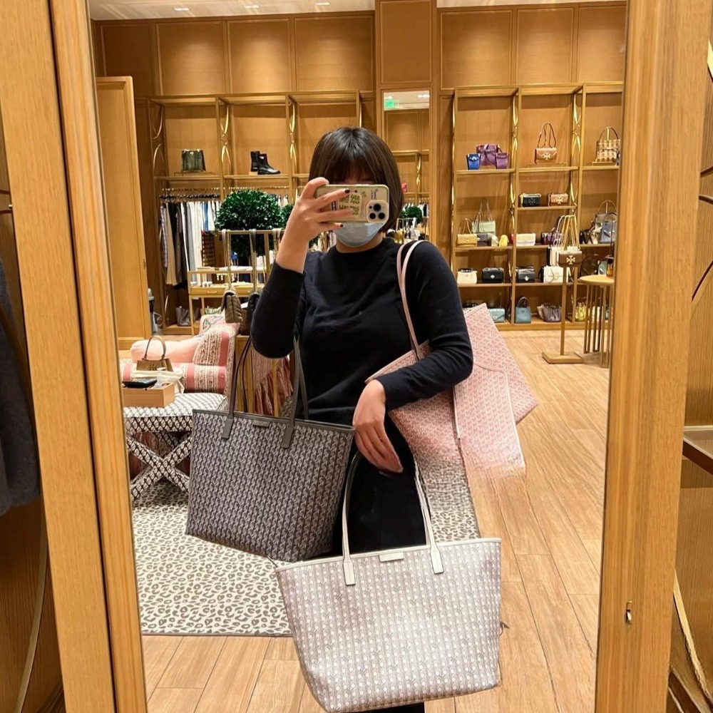 【奧莉美國小買手*附赠小票】tb包包 水桶包 托特包 手提包 單肩包 斜跨包 側背包 子母包 購物袋 真皮印花大容量女包-細節圖11