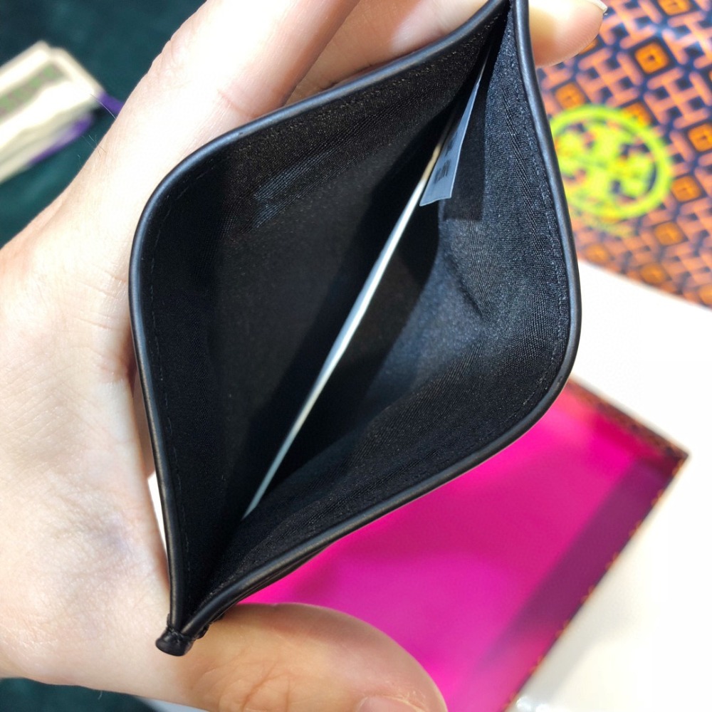 米婭美國代購 Tory Burch皮夹 卡夾 中夾 短夾 長夾 卡包 鈔票夾 印花logo信用卡夾 小羊皮多功能卡片夾-細節圖6