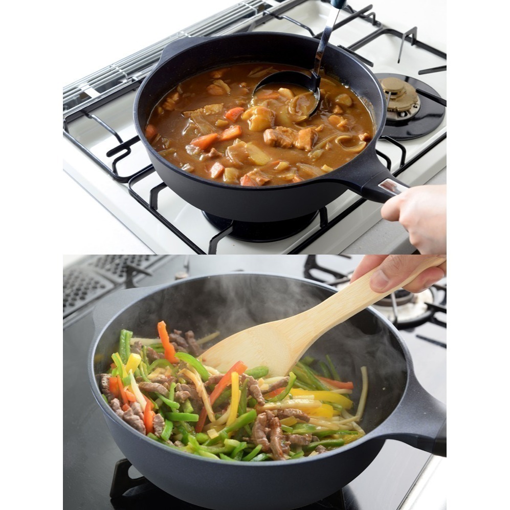 送鍋蓋-日本Arnest Bellfina鑽石深型不沾炒鍋-28cm曜石黑(瓦斯爐適用款)-細節圖6