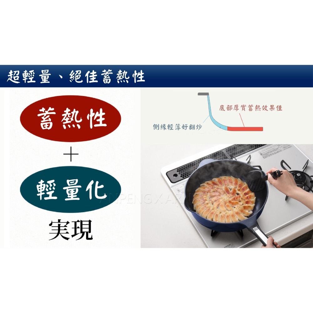 日本Arnest Bellfina鑽石超輕量雙口寬底不沾炒鍋30cm-(瓦斯爐款)-細節圖8