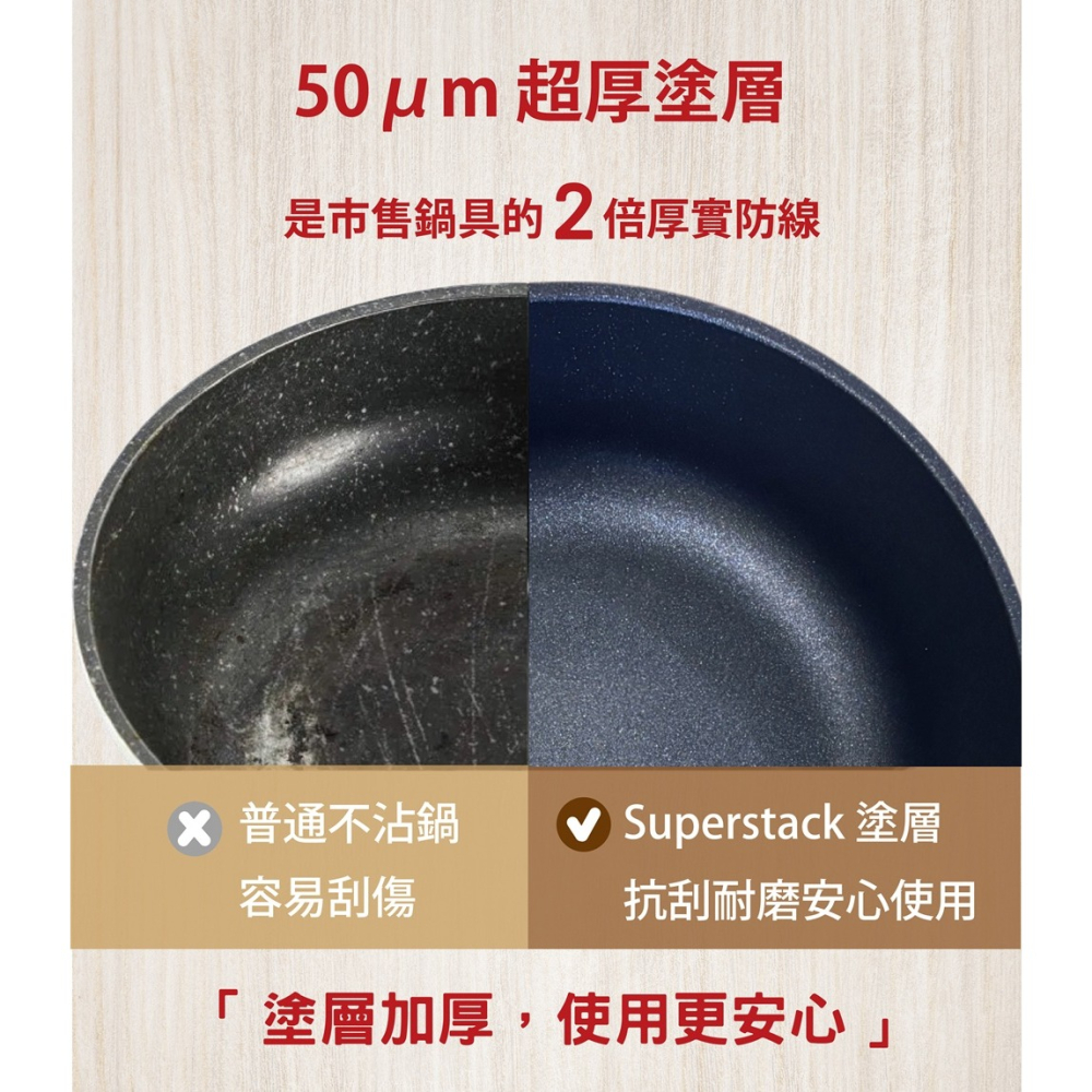 韓國ICUCI 超耐磨superstack不沾寬底深炒鍋28cm-(曜石黑/厚食鍋/瓦斯款)-細節圖6