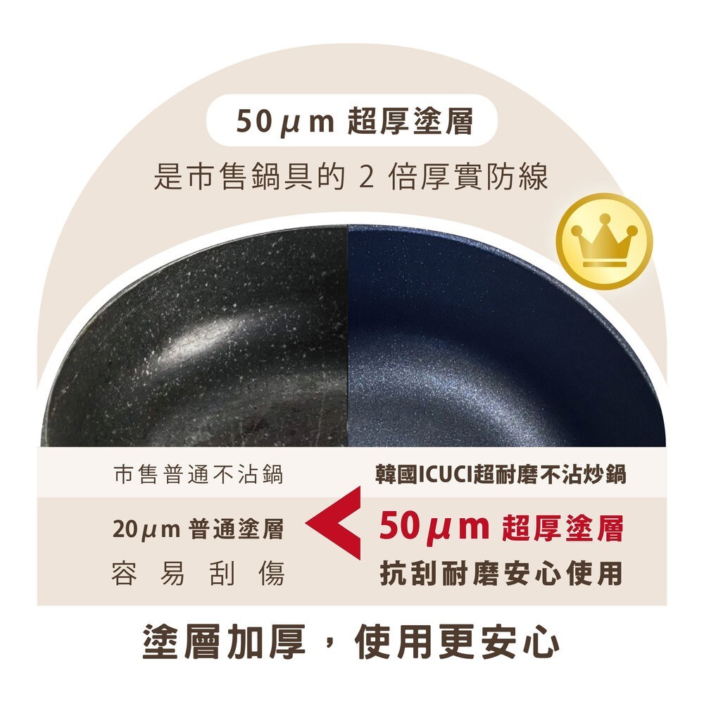 韓國ICUCI 超耐磨superstack不沾寬底深炒鍋28cm-(曜石黑/厚食鍋/瓦斯款)-細節圖7