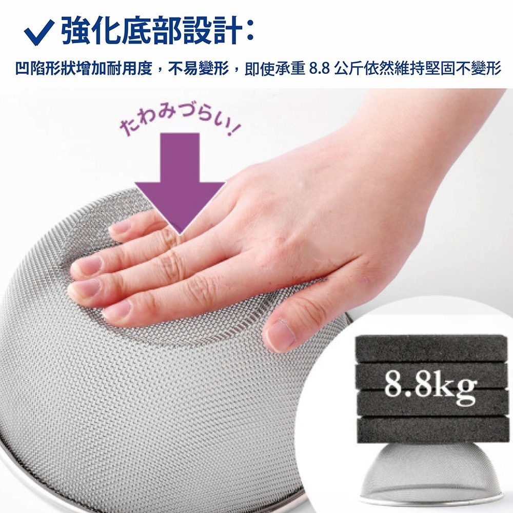 日本Arnest 逸品物創 不鏽鋼瀝水濾網+不鏽鋼調理碗-24cm-細節圖7