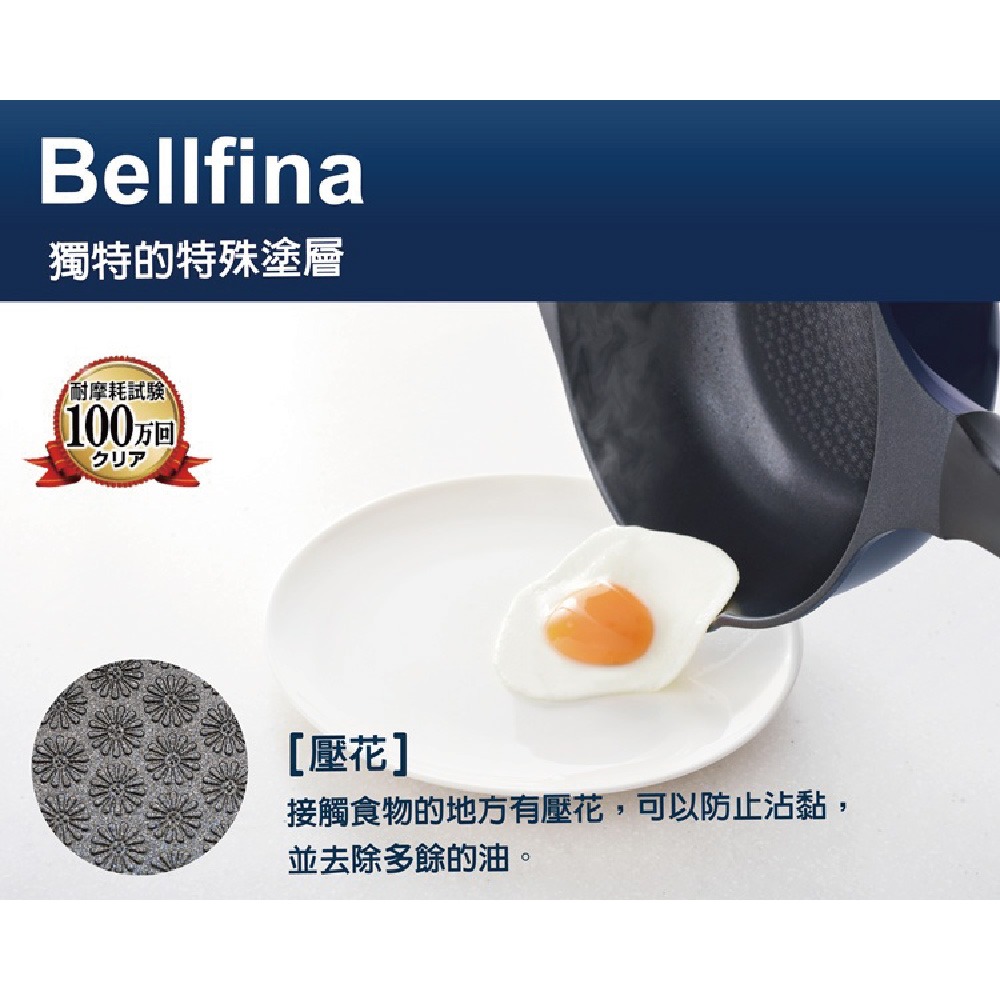 日本Arnest  Bellfina鑽石超輕量雙口深型不沾炒鍋20cm-海軍藍(純黑把手/不沾鍋/適用瓦斯爐)-細節圖4