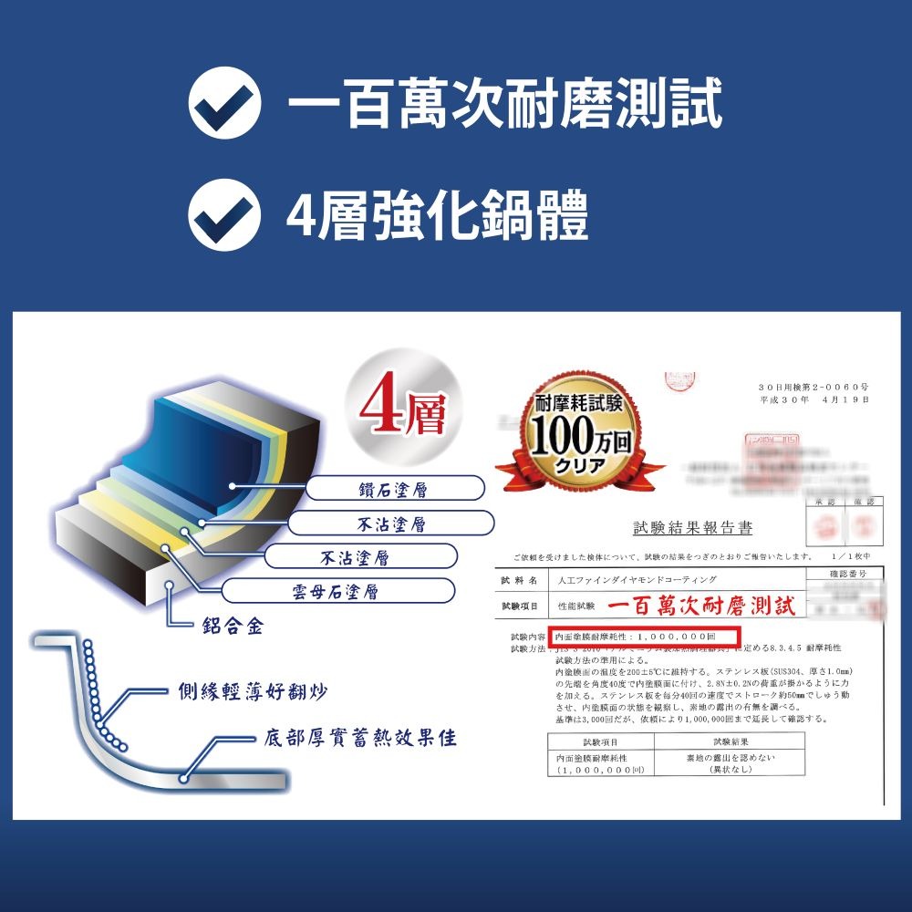 日本Arnest Bellfina鑽石極輕不沾深炒鍋24cm海軍藍(瓦斯爐適用款/純黑把手)-細節圖4